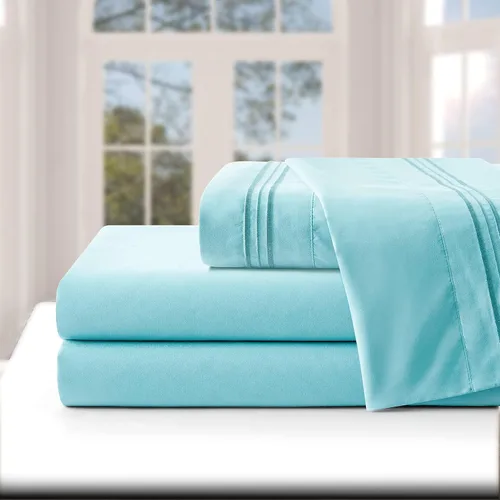 Vista 2 de Manyshofu Juego de sábanas de tamaño individual con bolsillos extra profundos, sábanas y fundas de almohada de 1800 hilos de lujo para hotel, juego