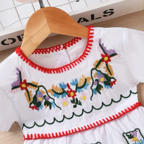 Vista 4 de Aalizzwell Vestido bordado de manga corta para bebé niña pequeña