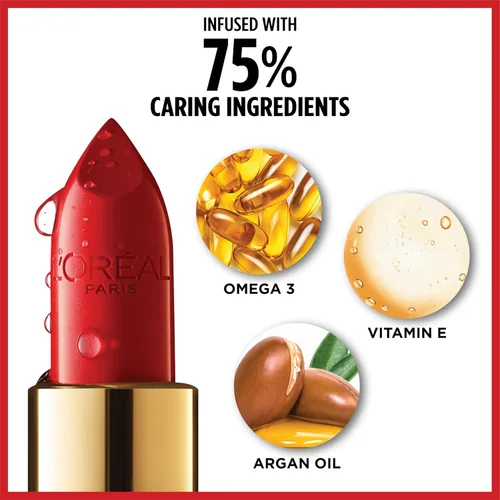 Vista 4 de L'Oréal Paris Colour Riche Original, Lápiz labial cremoso hidratante con acabado satinado con aceite de argán y vitamina E, tono rosado "Fresh as a