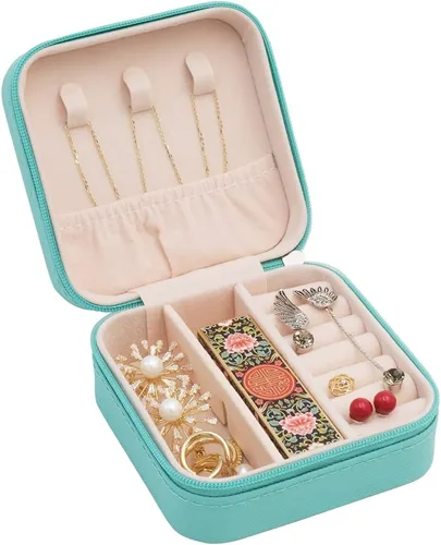 Vista 5 de TRODANCE Mini estuche de viaje para joyas pequeño organizador de joyas de viaje caja de joyería portátil mini organizador de almacenamiento portátil
