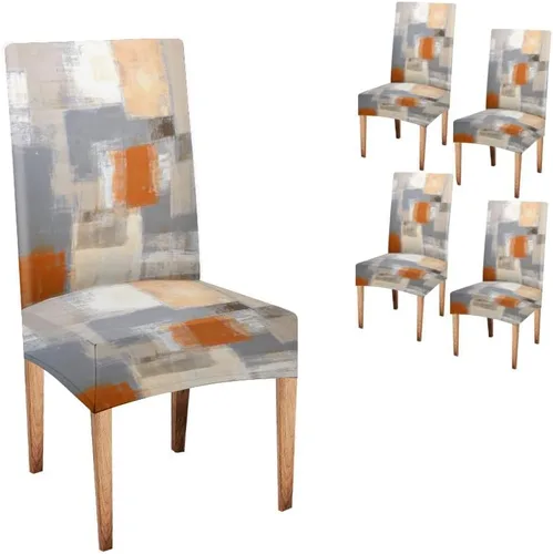 Vista 33 de TOMWISH Juego de 2 fundas para sillas de comedor, color turquesa y gris, fundas elásticas para sillas Parsons, de elastano, lavables, protectores