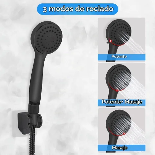 Vista 4 de Cabezal de ducha, Kaqinu - Cabezal de ducha de lluvia de alta presión de 8 pulgadas/combo de ducha de mano con brazo de extensión de 11 pulgadas