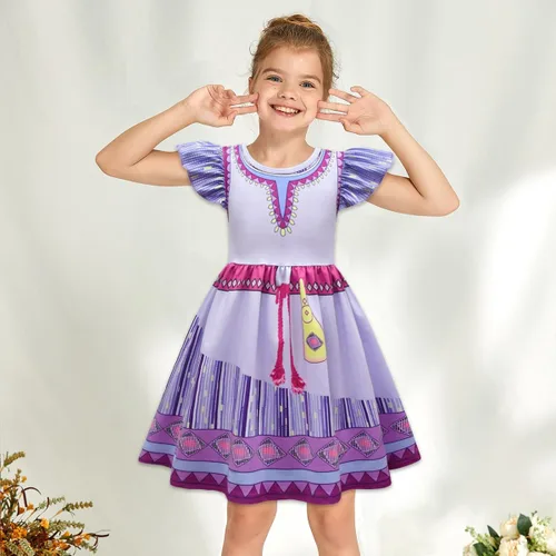 Vista 2 de Wish Asha - Disfraz de cosplay para niñas con collar y aretes, 4-10 años