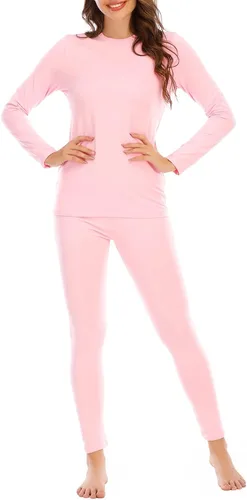 Vista 4 de American Trends Conjunto de ropa interior térmica para mujer, ropa interior larga con forro polar, parte superior e inferior, conjuntos térmicos