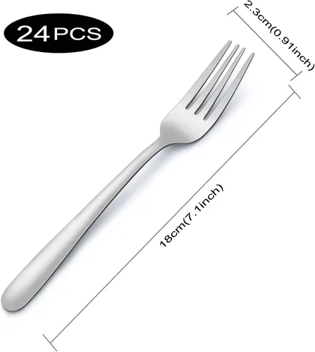 Vista 2 de Pleafind 24 tenedores de cena, cubiertos de 7.1 pulgadas, tenedores de cubiertos, tenedores de acero inoxidable, tenedores pulidos con espejo, juego