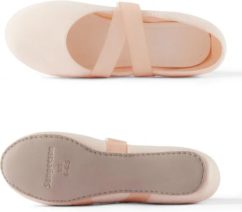 Vista 6 de SANGEESON Ballet Shoes for Women(Leather Full Sole, Arch Support, Breathable), Jazz Shoes, Ballerina Shoes, Dance Shoes Women for Beginner