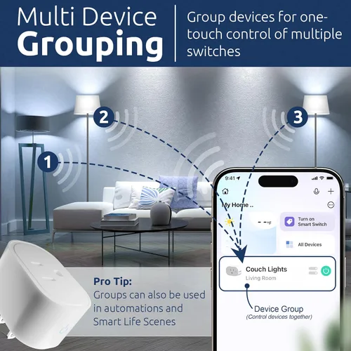 Vista 4 de Monitor de energía de enchufe inteligente Compatible con Alexa, Google Home Assistant, iPhone, Siri, Android, seguimiento de energía 15A 1800W,