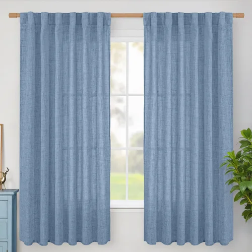 Vista 117 de BGment Cortinas cortas de lino marfil de 36 pulgadas de largo para ventanas de cocina, pequeñas cortinas texturizadas rústicas para café sobre