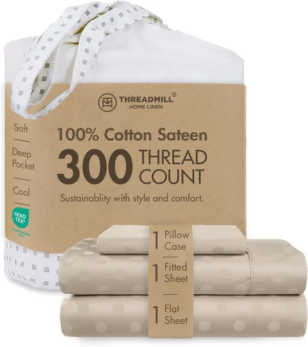 Vista 58 de Threadmill Juego de sábanas de algodón Twin Sábanas 100% algodón para cama tamaño Twin Juego de sábanas de satén jacquard damasco con bolsillo