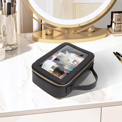 Vista 5 de LETGO Bolsas de maquillaje transparentes, bolsa de aseo aprobada por la TSA con cremallera, organizador de maquillaje transparente para artículos