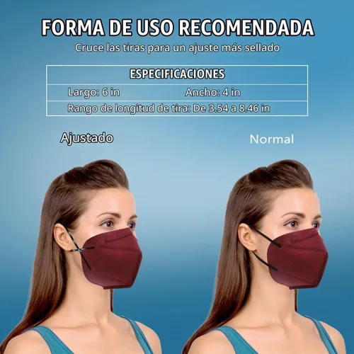 Vista 6 de WWDOLL - Mascarilla KN95, 50 unidades, 5 capas transpirables, color rojo