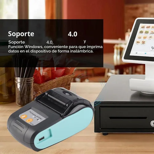 Vista 4 de Mini impresora térmica de recibos de 2.283 in, compatible con Bluetooth 4.0, Android y impresora térmica directa USB para impresora ESC/POS/recibos