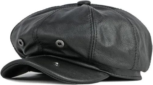 Vista 4 de Sombrero de cuero genuino para hombre, gorra de hiedra, 8 paneles, boina, sombrero de cabbie