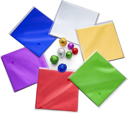 Vista 7 de 600 unidades de papel de aluminio de papel de aluminio para dulces de chocolate, papel cuadrado para dulces, envoltorios de papel de lata