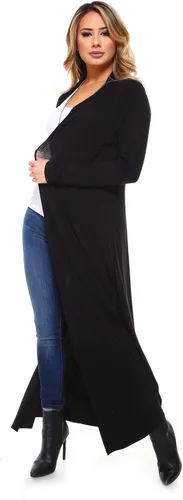 Vista 2 de Cárdigan largo Isaac Liev para mujer, suéter largo, casual y con vuelo, abierto por delante, largo hasta los pies, drapeado, ligero, fabricado