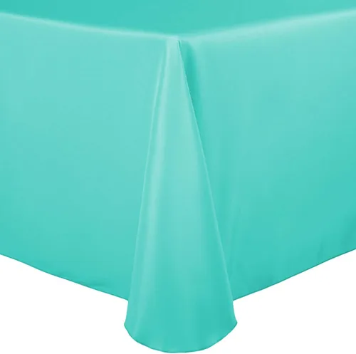 Vista 16 de Ultimate Textile 60 x 102 in Oval Tablecloth Polyester Linen - Machine Washable Stain & Wrinkle Resistant Seamless Design for Dining Events - Aqua
