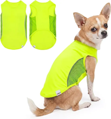 Vista 12 de Camiseta para perro con protección solar UPF 50+, paquete de 2 chalecos ligeros sin mangas para perros pequeños y niñas, tiras reflectantes, ropa