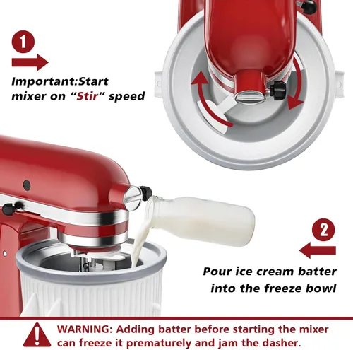 Vista 7 de Accesorio para helado para batidora de pie KitchenAid, se ajusta a mezcladores de cabeza inclinada de 4.5-5 cuartos/mezcladores de elevación