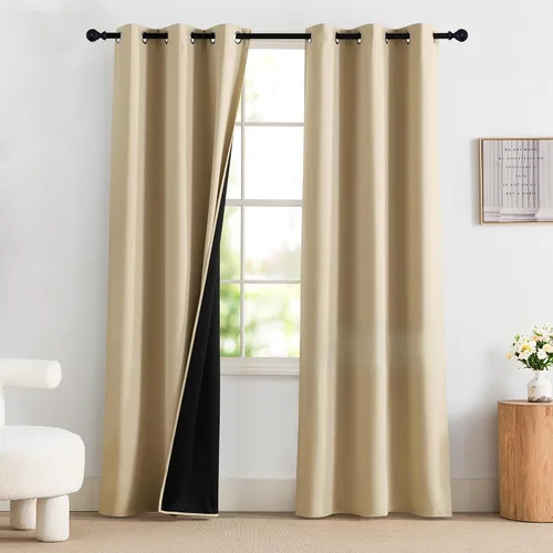 Vista 107 de NICETOWN Cortinas 100% Opacas Cortas de 36 Pulgadas de Largo para Dormitorio, Privacidad Aislamiento Térmico con Ojales Cortinas de Ventana