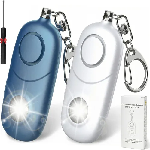 Vista 17 de Alarma personal para mujeres, llavero de alarma: Qoosea 135dB llavero de emergencia sirena con luz estroboscópica sirena fuerte para mujeres, niños