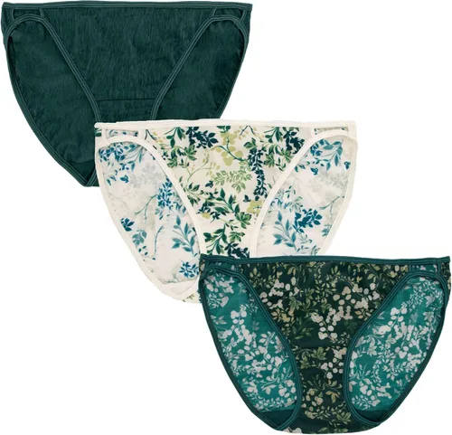 Vista 33 de Vanity Fair Bragas de bikini con tira para mujer, Illumination, con elástico sedoso y ribete de satén Paquete de 3 Negro (Midnight Black)