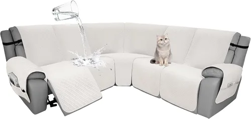Vista 75 de Fundas de terciopelo 10% impermeables para sofá modular reclinable en forma de L, 1 pieza, fundas acolchadas para sofá reclinable esquinero, juego