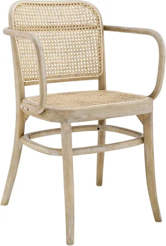 Vista 10 de Modway Winona - Silla de comedor de madera de olmo con asiento de ratán de caña en color negro, 21 x 22,5 x 32