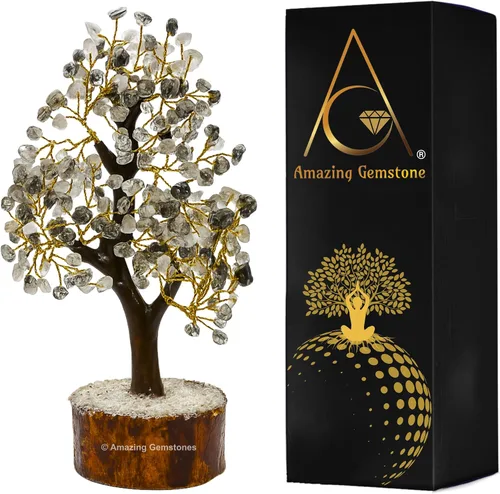 Vista 16 de Árbol de la vida con múltiples piedras preciosas naturales curativas de primera calidad, bonsái de Feng Shui, para decoración del hogar y la oficina