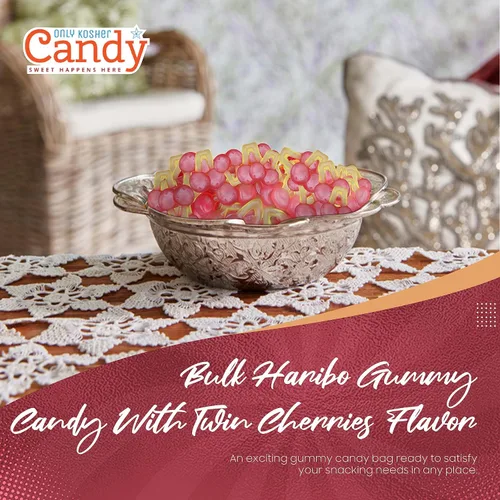 Vista 3 de Only Kosher Candy - Dulces de Gomita a Granel Sabor Cerezas Gemelas, Certificado Kosher, Paquete de 2 Libras