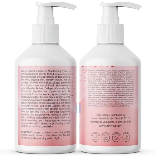 Vista 7 de Alozera Loción corporal reafirmante, hidratante corporal antienvejecimiento con retinol y colágeno, loción ligera y de rápida absorción para piel