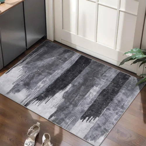 Vista 27 de Ciicool Alfombra moderna abstracta de 2 x 3 pulgadas, lavable, pequeña, antideslizante, de pelo bajo, alfombra de entrada plegable para cocina