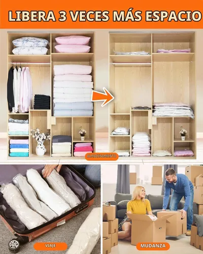 Vista 7 de Bolsas de almacenamiento al vacío para mudanzas, bolsas de sellado al vacío para espuma viscoelástica, látex, ropa y ropa de cama, bolsas