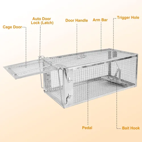 Vista 3 de Trampas humanas para ratas, captura y liberación en vivo para interiores y exteriores, jaula de roedores para ardillas, ratones, ratas pequeñas