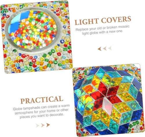 Vista 8 de DOITOOL Elegante pantalla decorativa para el hogar, pantalla de cristal de reemplazo para lámparas de mosaico, cubierta de lámpara de mesa de diseño