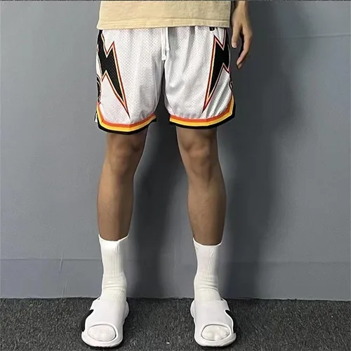 Vista 6 de BOOMLEMON Pantalones cortos de baloncesto para hombre, pantalones cortos de entrenamiento de gimnasio, pantalones cortos deportivos de malla