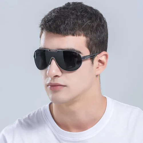 Vista 3 de PANNER Gafas de sol retro de gran tamaño para hombre Al-Mg marco de metal ultraligero