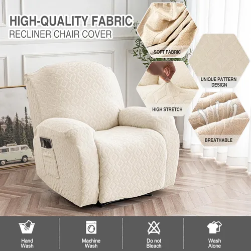 Vista 2 de Gennia Funda Impermeable para Silla Reclinable, Fundas Elásticas para Sofá Reclinable con Bolsillos, Fundas Lavables para Silla Reclinable Lazy Boy