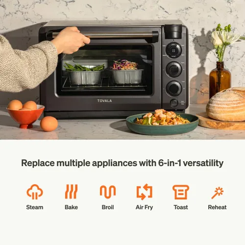 Vista 2 de Tovala Smart Oven Pro, horno de convección de sobremesa 6 en 1 - Vapor, tostar, freír al aire, hornear, asar y recalentar - horno de vapor
