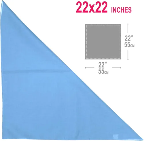 Vista 4 de BASICO Paquete de 6 bandanas color rosa y azul para baby shower para niñas y niños (paquete de 6, azul sólido), Azul solido