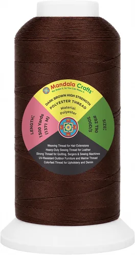 Vista 102 de Mandala Crafts Airforce Blue Tex 70 - Hilo de poliéster para tapicería 1500 Yds T70 UV Resistant Strong Thread for Leather Sewing, Marine