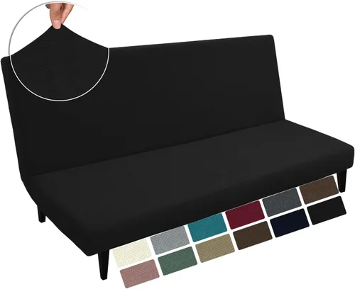 Vista 11 de MAXIJIN Funda de Futón Jacquard Elástica Funda para Sofá sin Brazos Funda Suave para Futón con Parte Inferior Elástica Fundas Protectoras Gruesas