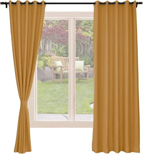 Vista 18 de Frelement Cortinas opacas de lino natural, paneles de cortinas con bolsillo para barra y pestaña trasera, para sala de estar, cortinas