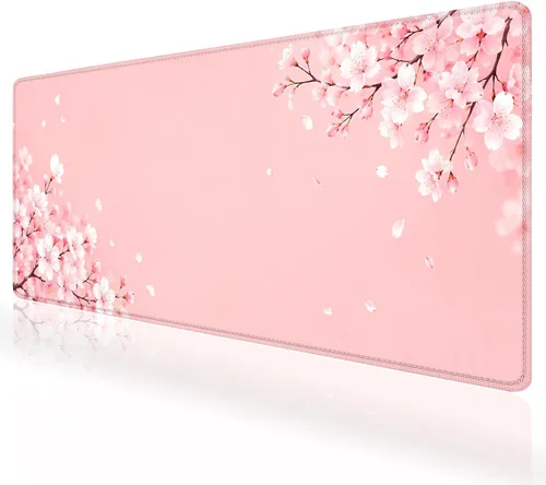 Vista 8 de Alfombrilla grande para mouse, tapete de escritorio para teclado de computadora, base de goma antideslizante, impermeable con bordes cosidos