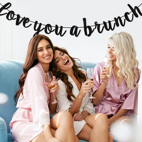 Vista 5 de Cartel de Love You A Brunch, decoración de fiesta de cumpleaños, fiesta de compromiso, brunch, adorno de banderines de fiesta de brunch