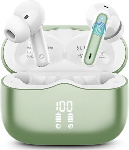 Vista 13 de Auriculares inalámbricos, Bluetooth 5.4 con graves profundos estéreo de alta fidelidad, 4 ENC con cancelación de ruido, auriculares inalámbricos