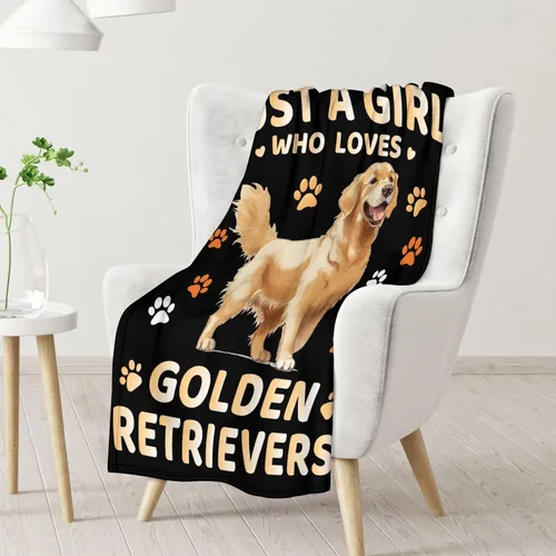 Vista 2 de Golden Retriever - Manta de regalo – 40 x 30 pulgadas, bonita manta para niños y niñas, manta negra suave y mullida para regazo y silla