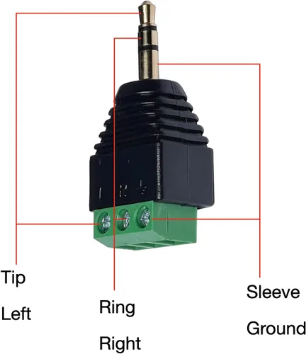 Vista 3 de Adaptador de terminal estéreo TRS macho a tornillo de 0.1 in, paquete de 4