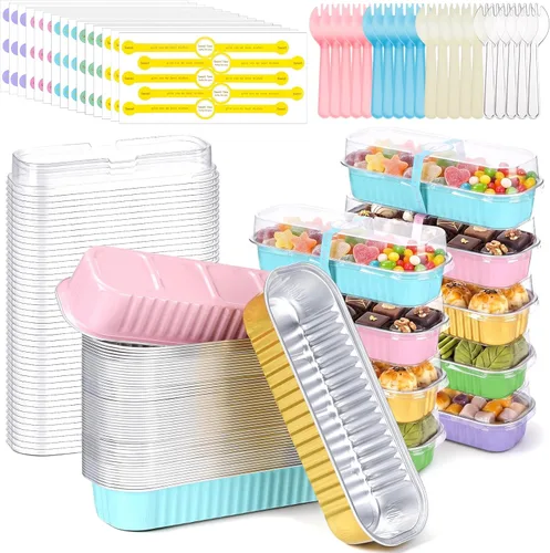Vista 11 de LemonRoad 300 piezas de mini moldes para pan con tapa y cuchara adhesiva Varios