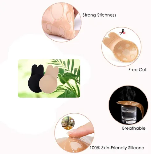 Vista 4 de Adhesive Bra2 Pairs Strapless Sticky Bra, Backless Invisible Reusable Push Up Breast Lift Nipple Covers for Women