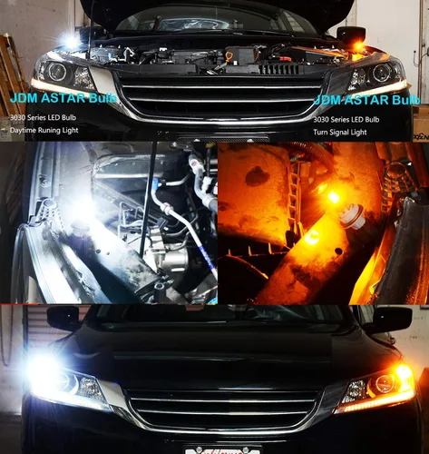 Vista 4 de Conjunto de chips extremadamente brillantes 3030 blanco/amarillo 3157 3155 3457 4157 bombillas LED con proyector para luces de giro delanteras/DRL